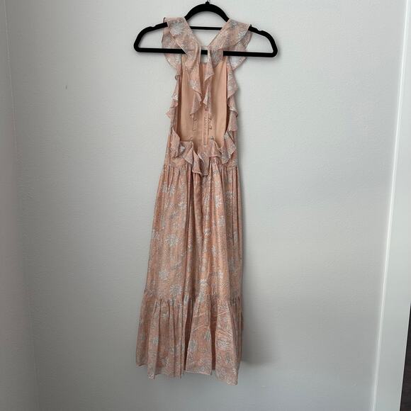 Ulla Johnson Open Back Floral Midi Dress Wilda Pink - Picture 6 of 11